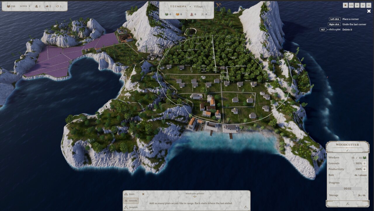 Placing farm grounds with placement guides.